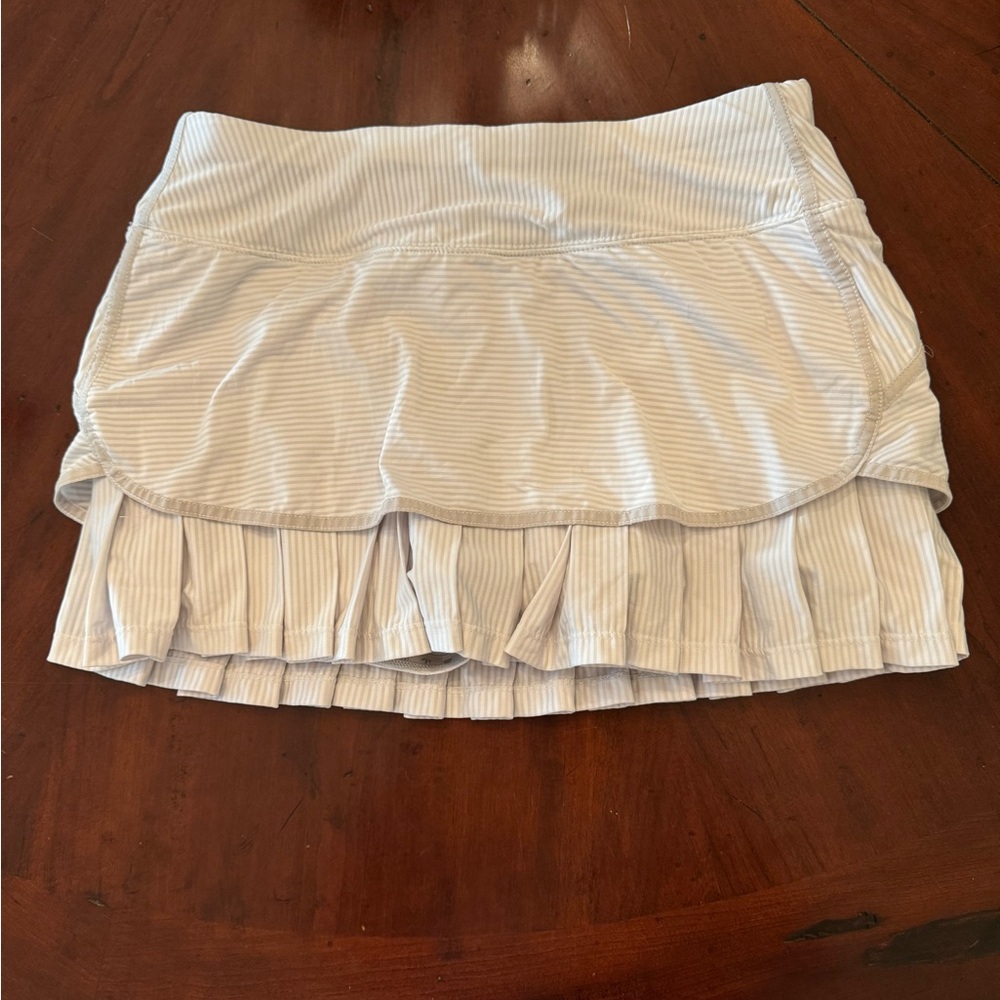 Athleta White Striped Mini Skirt